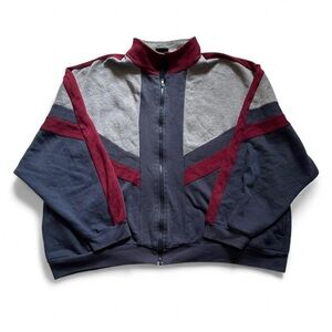 Vintage 1990s Men's Colorblock Zip up sweater Jacket XXL